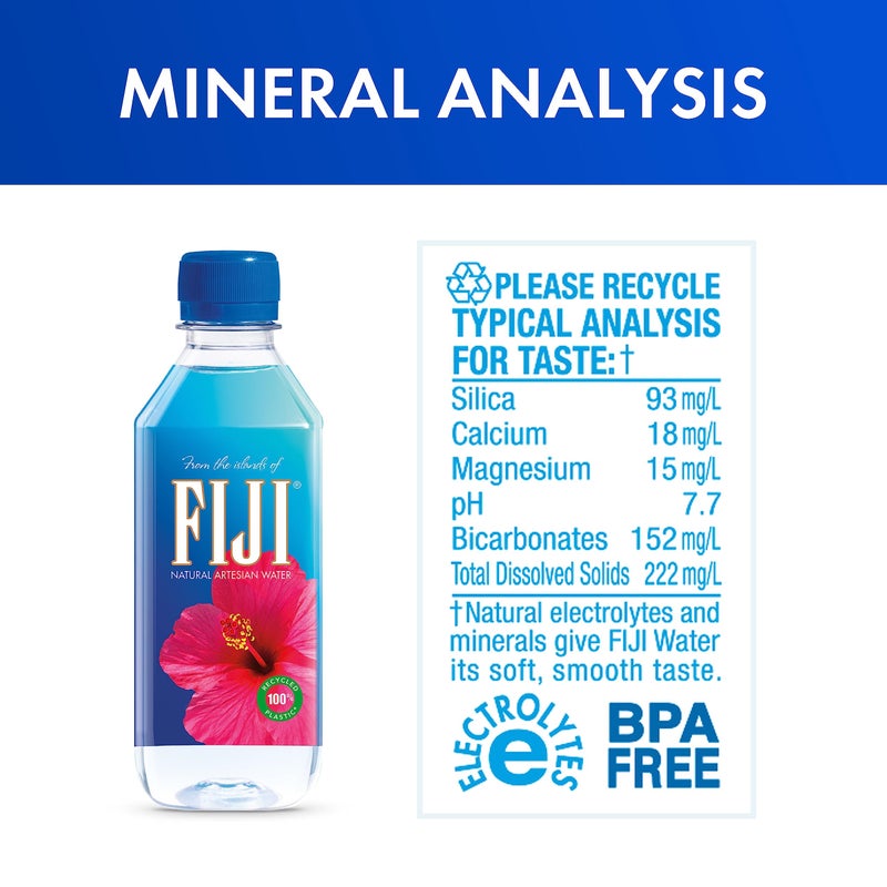 FIJI Natural Artesian Bottled Water 330mL / 11.15 Fl Ounce (Pack of 24) - 100% Natural Electrolytes - NEW - Image 3